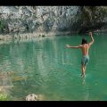 Slack-Line au dessus d'un bassin : La water-line